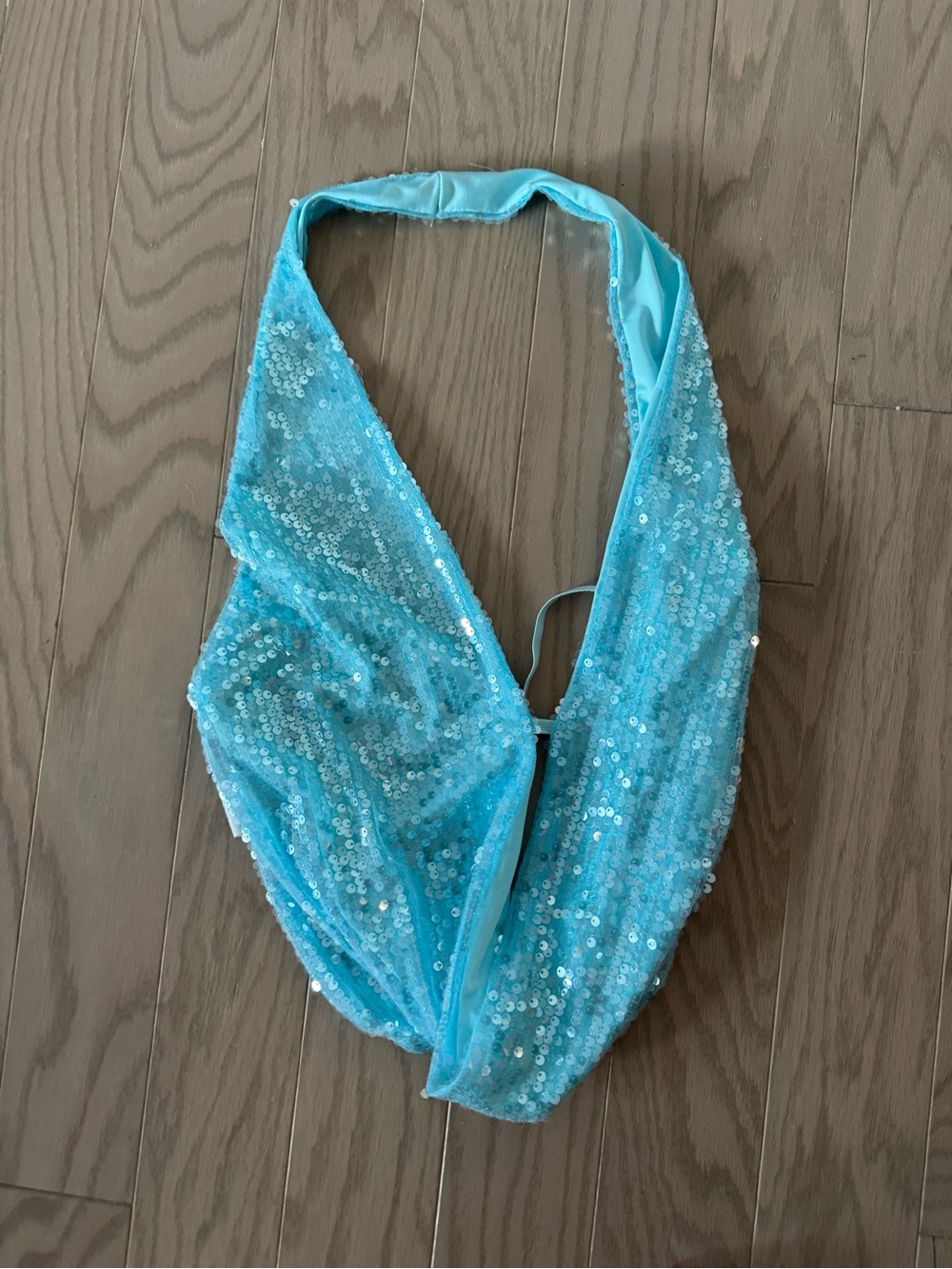 Amazon Sequin Halter Crop Top in Aqua Blue